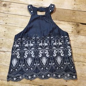 J.O.A NWT Halter Style Beautiful Embroidered Top